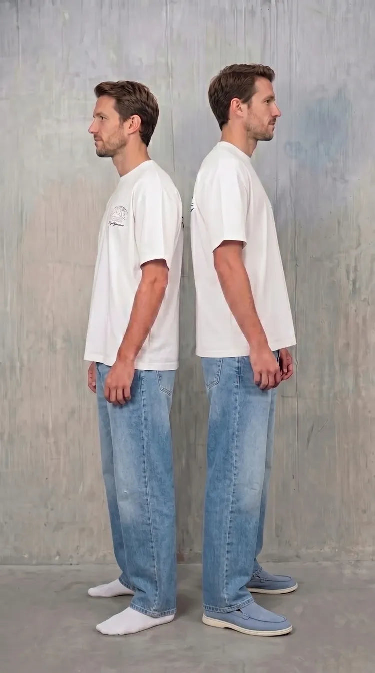 Comparaison t-shirt et jean — avec et sans Marcelo & Co
